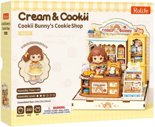 3D-сборная миниатюра ROBOTIME - Cookii Bunny’s Cookie Shop, 182 деталей