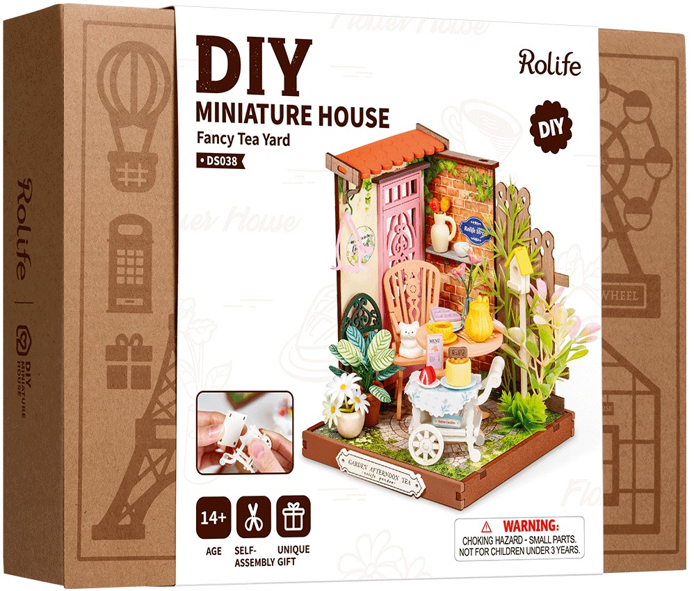 3D-saliekamā miniātūra ROBOTIME - Fancy Tea Yard, 112 detaļas