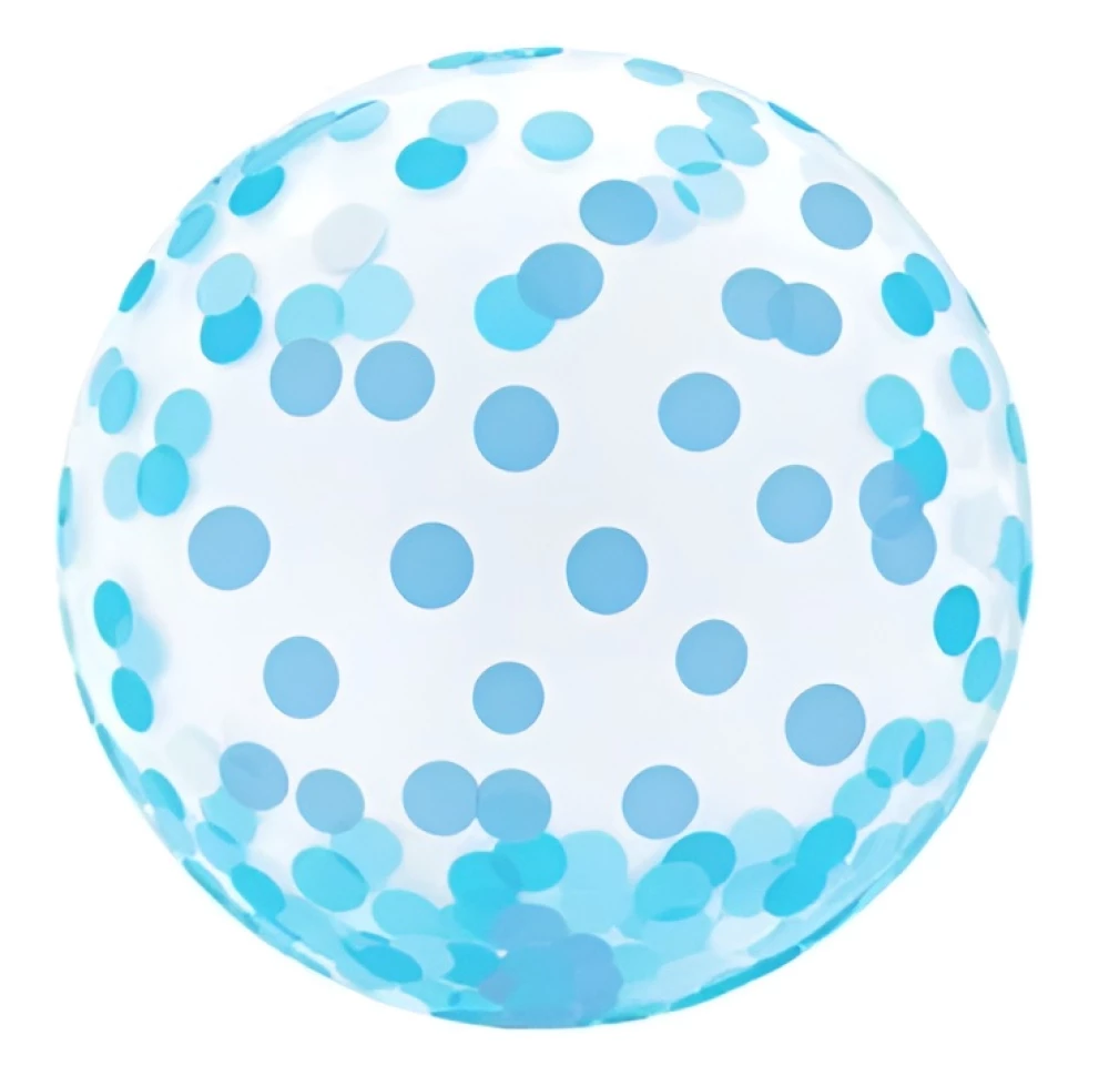 Foil Transparent Balloon - Confetti, Blue, 46cm