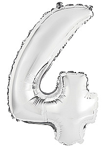 Фольгированный шар - Цифра 4, серебристый, 35см