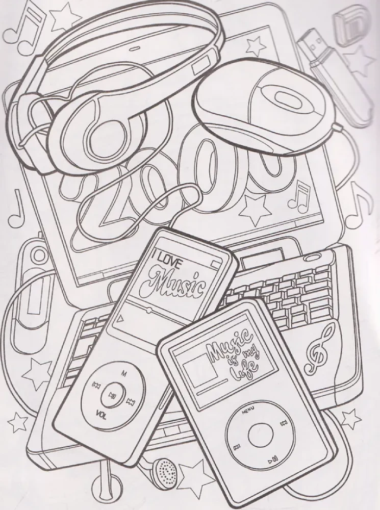 Nostalgia for the 2000s. Coloring book - anti-stress