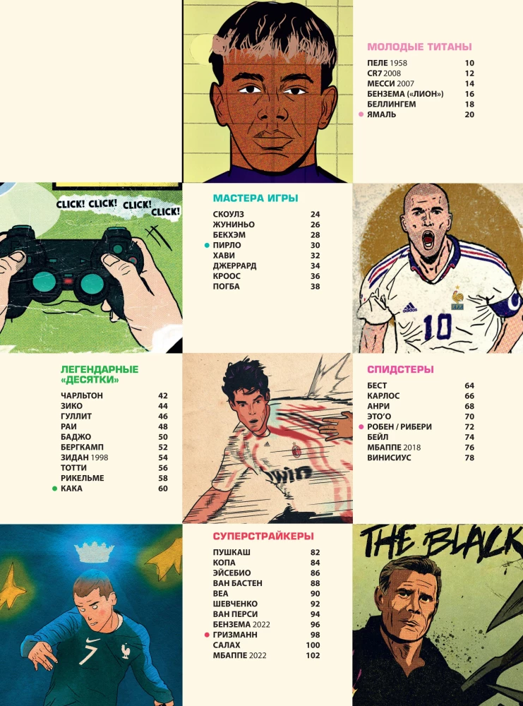 Football Superheroes. Football in Comic Illustrative Style: 80 Legends of World Football