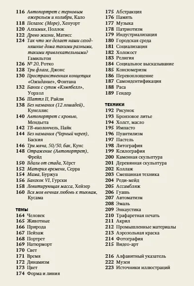 Galvenais mūsdienu mākslas vēsturē. Atslēgas darbi, tēmas, virzieni, tehnikas