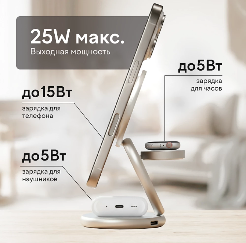 Stacja ładująca 3 w 1 Magssory Signature Disc Pro dla Apple Qi2 Titan