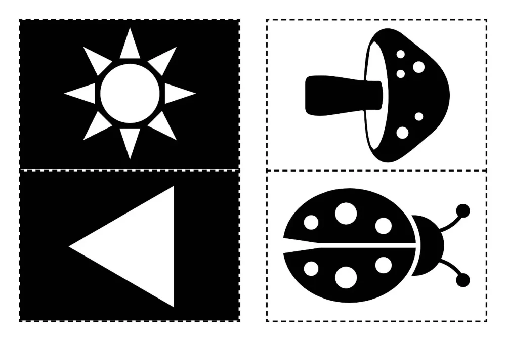 Black and white developmental cards for newborns