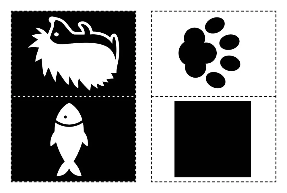Black and white developmental cards for newborns