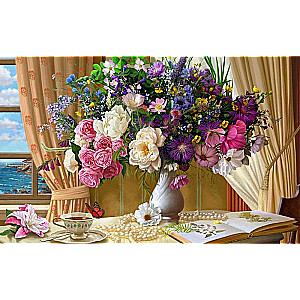Paint by numbers 40x50 cm Still Life with Summer Bouquet, 25 colors, level 4