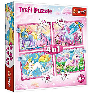 Пазл 4in1 Trefl: Unicorns and magic