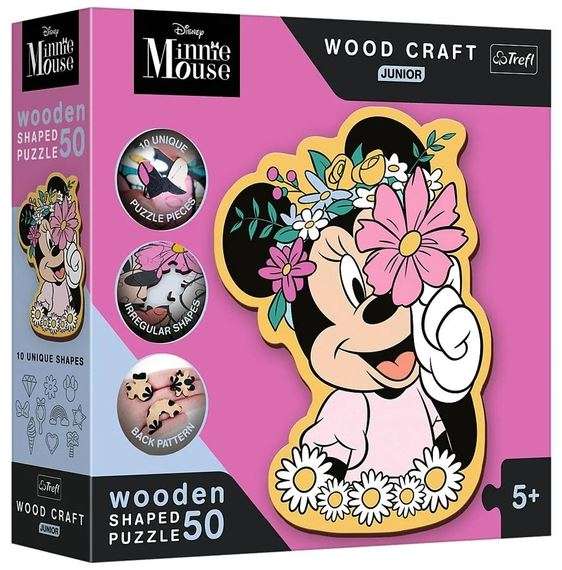 Puzzle 50 Wood Craft Junior Trefl: W świecie Minni