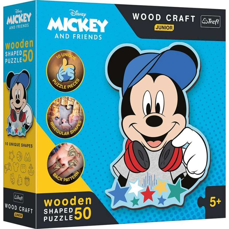 Puzzle 50 Wood Craft Junior Trefl: W świecie Miki