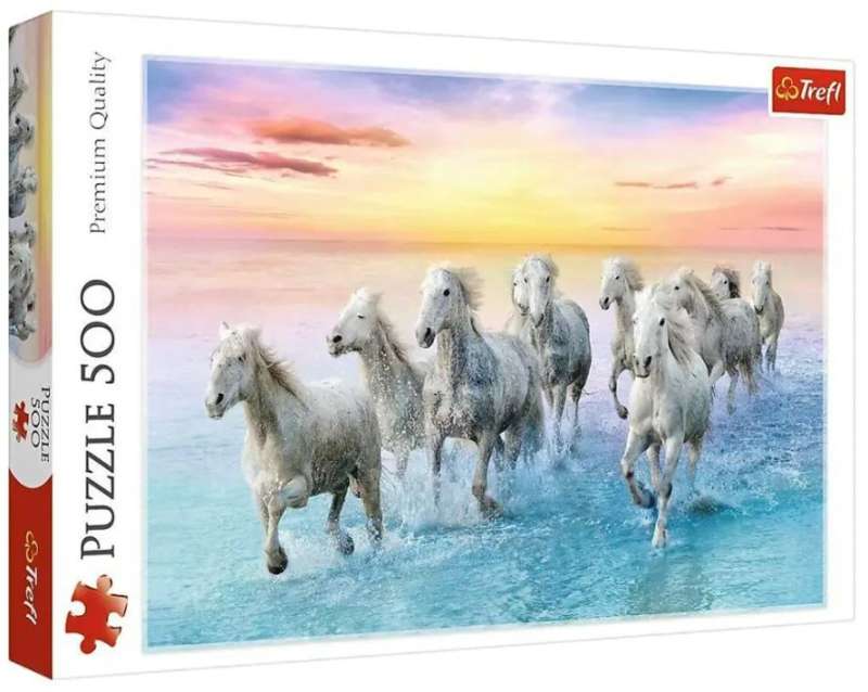 Puzzle 500 Trefl: Galopujące białe konie