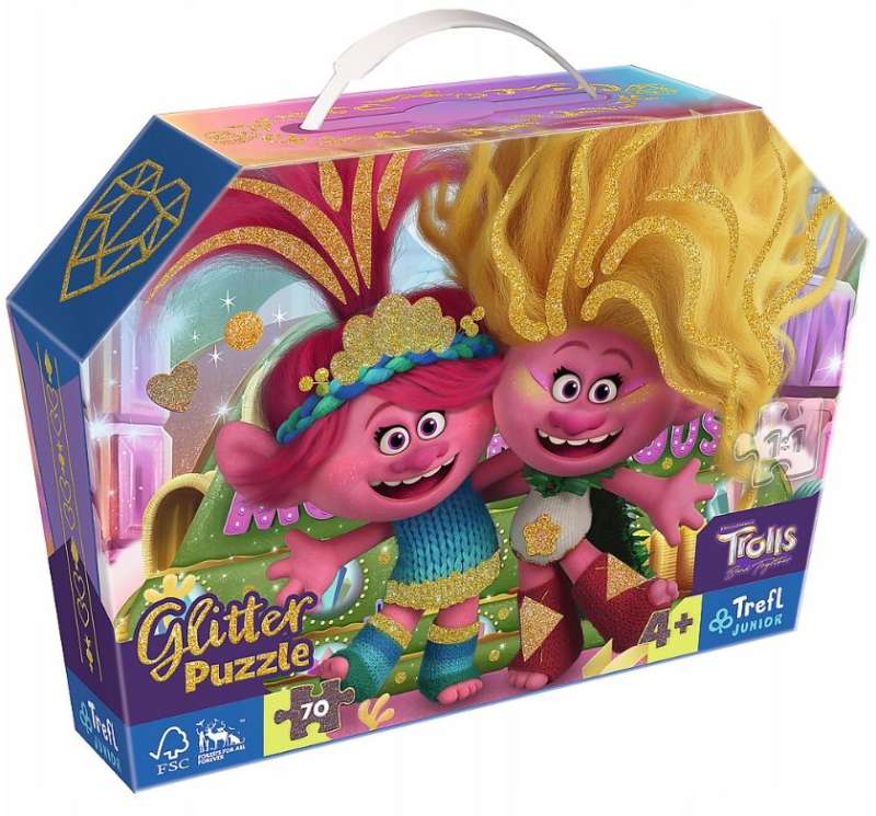 Puzzle 70 Glitter Trefl: Uniwersalne Trolls 3