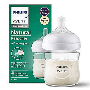 Philips Avent Natural Glass Feeding Bottle (Natural Flow), 0 months+, 125 ml.