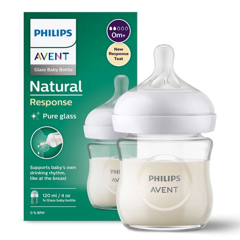 Philips Avent Natural Glass Feeding Bottle (Natural Flow), 0 months+, 125 ml.