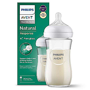 Philips Avent Natural Glass Feeding Bottle (Natural Flow), 1 month+., 240 ml.