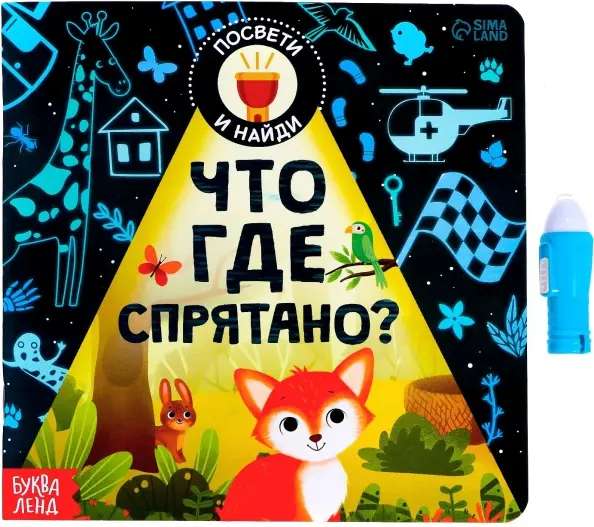 Book with a flashlight "What is Hidden Where?"