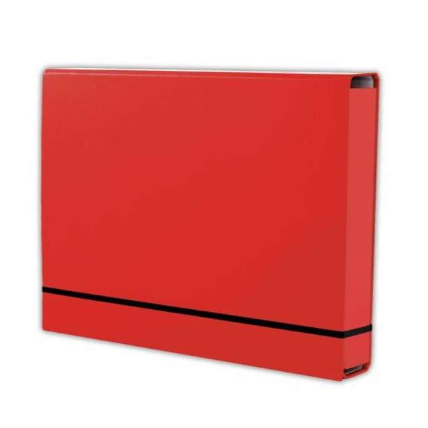 A4 folder with a rubber band, red