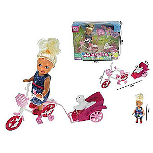 Hipo Doll - Fun Ride with Pet on Bicycle with Trailer