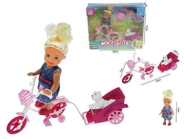 Hipo Doll - Fun Ride with Pet on Bicycle with Trailer