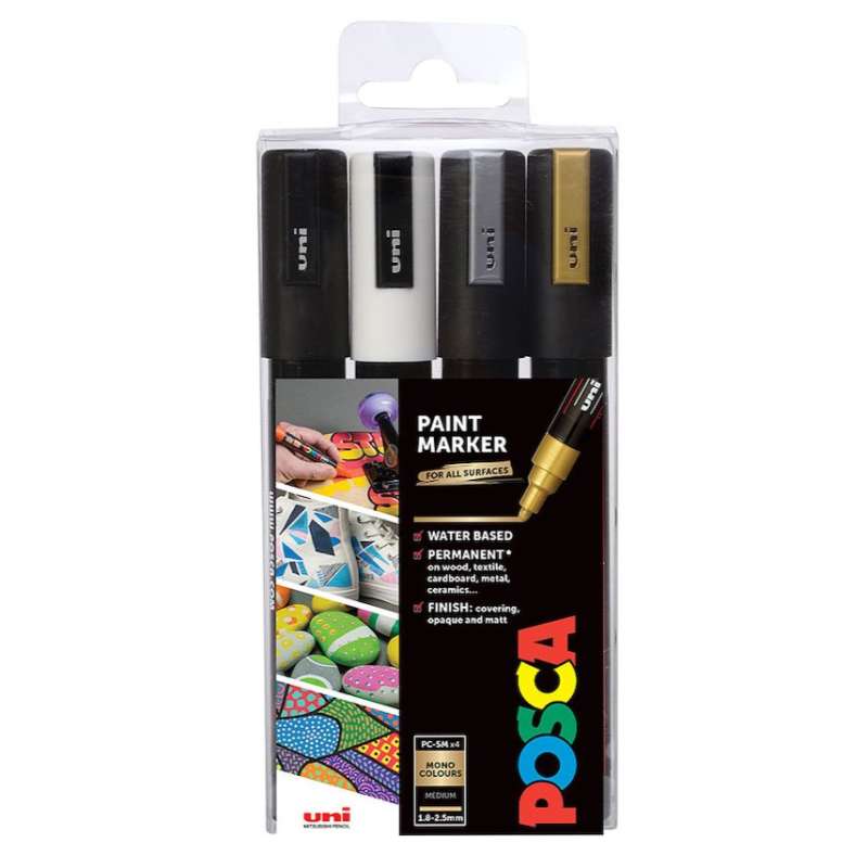 UNI Posca PC-5M Marker Set, 4 pcs