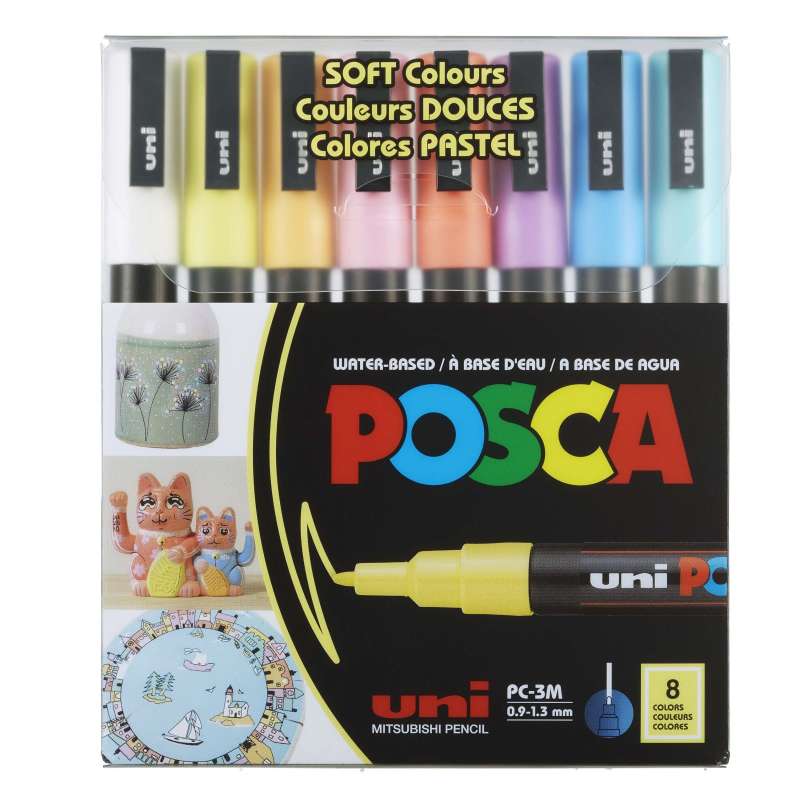 UNI Posca PC-3M Marker Set, Soft Color, 8 Colors