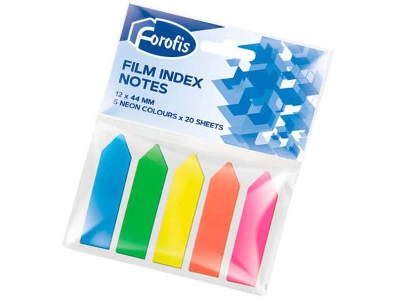 Selbstklebende Kunststoff-Indexblätter FOROFIS (44x12 mm, 20 Blätter, mehrfarbig)