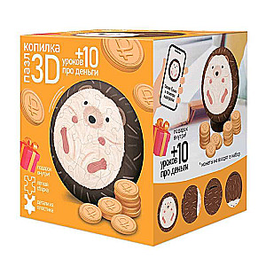 3D Puzzle Bank + 10 Lessons About Money. Hedgehog. 60 Pieces