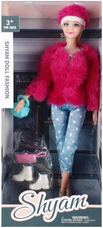 Shyam Doll with Pink Fur Coat