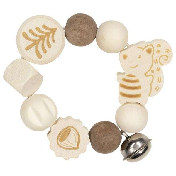 Elastic Wooden Rattle: Squirrel, Natural