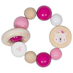 Elastic Wooden Rattle: White Bear Cub