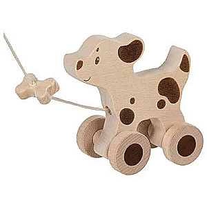 Pull Toy - Wooden Dog with Bone