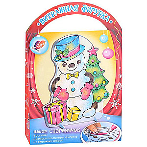 Set of Glass Paints with Stencil - Snowman