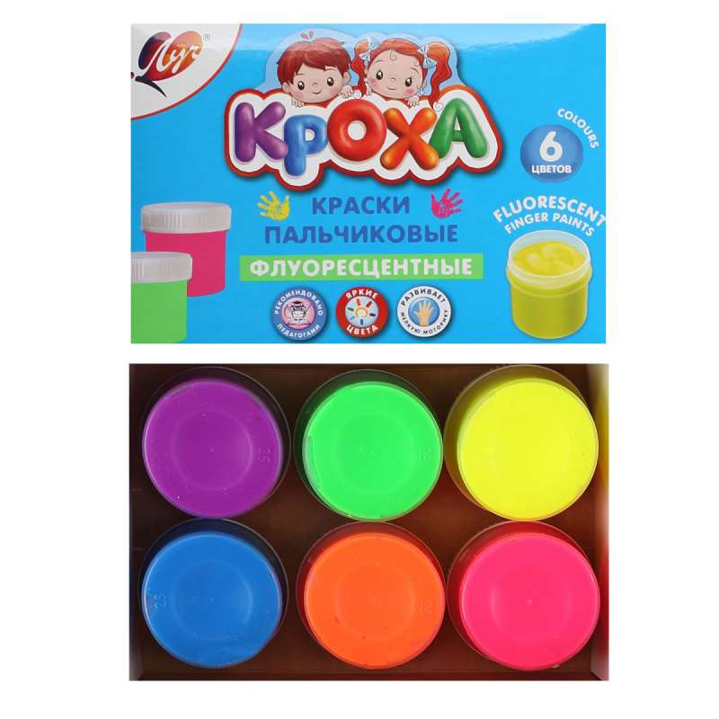 Finger paints - fluorescent, 6 colors