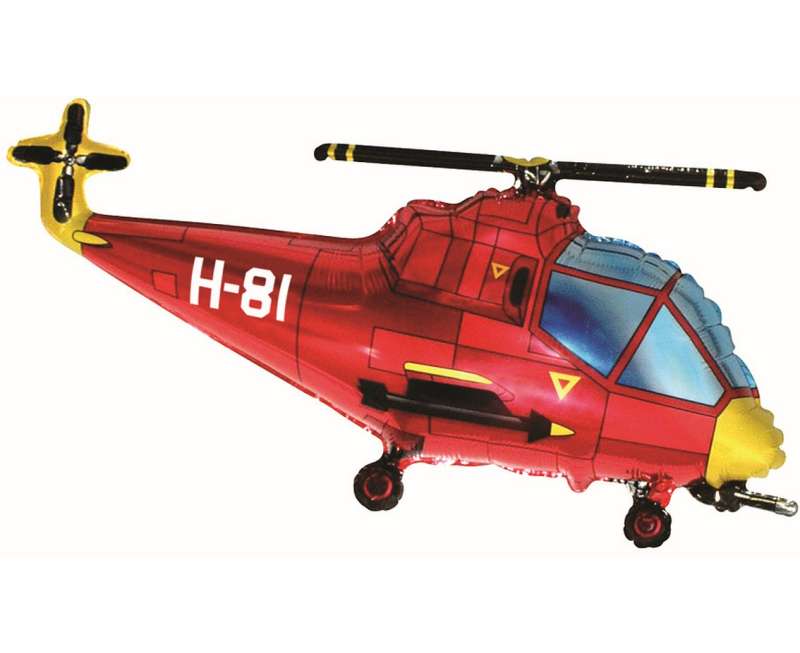 Foil Balloon 24 - Helicopter, red