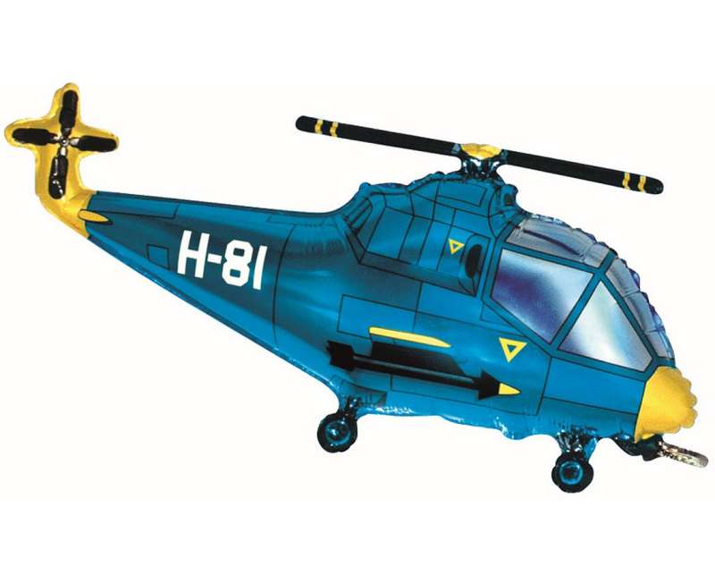 Foil Balloon 24 - Helicopter, blue