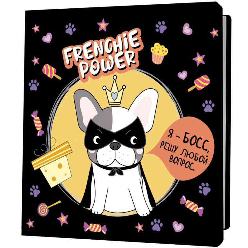 Notebook with French Bulldogs, Black