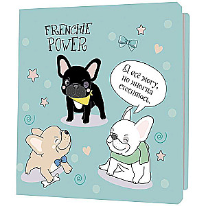 Notebook with French Bulldogs, Blue