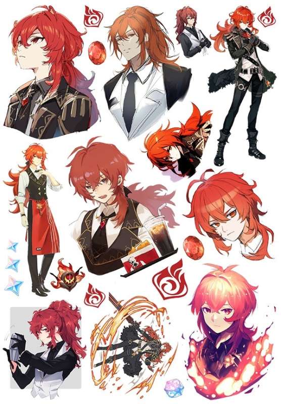 Genshin Impact Stickers / Diluc