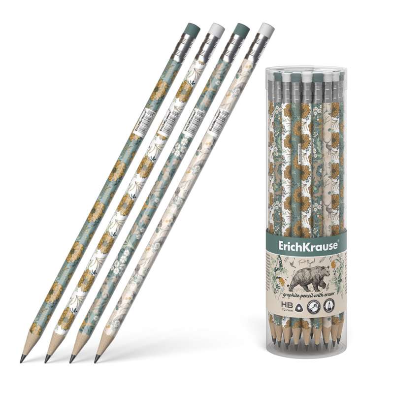 Graphite triangular pencil with eraser ErichKrause Natural Life, HB