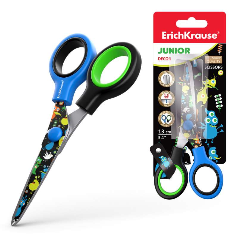 ErichKrause Junior Decor Funny Monsters Scissors, 13 cm