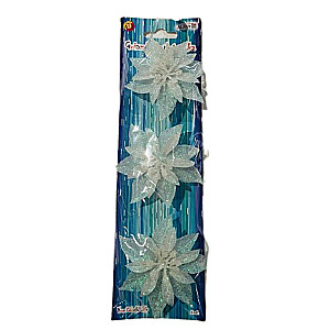 Decorative flower on a clothespin, white, 8cm, 3pcs.