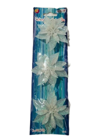 Decorative flower on a clothespin, white, 8cm, 3pcs.