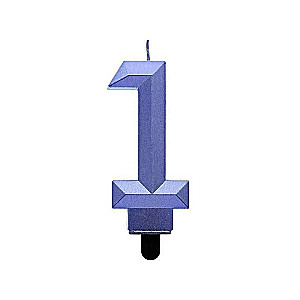 Cake Candle - 1 Diamond, Dark Blue Metallic, 7.6cm