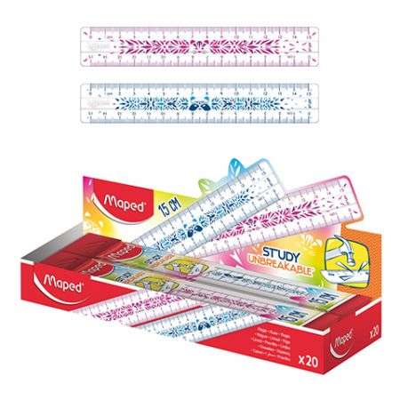 MAPED Study Fancy Ruler, Unbreakable Plastic, 15 cm