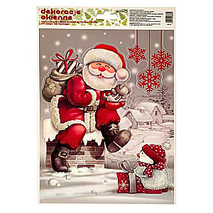 New Year decoration sticker for window with glitter 20x30cm, mix