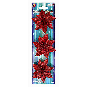 Decorative flower on a clothespin, red, 8cm, 3pcs.