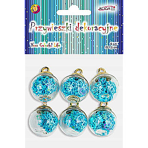 Decorative hanging balls, blue, 1.5 cm, 6 pcs