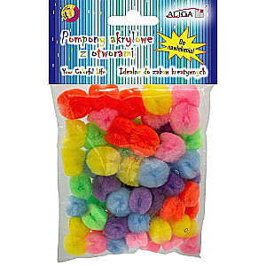 Decor for creativity - pompom beads, 60 pcs, mix
