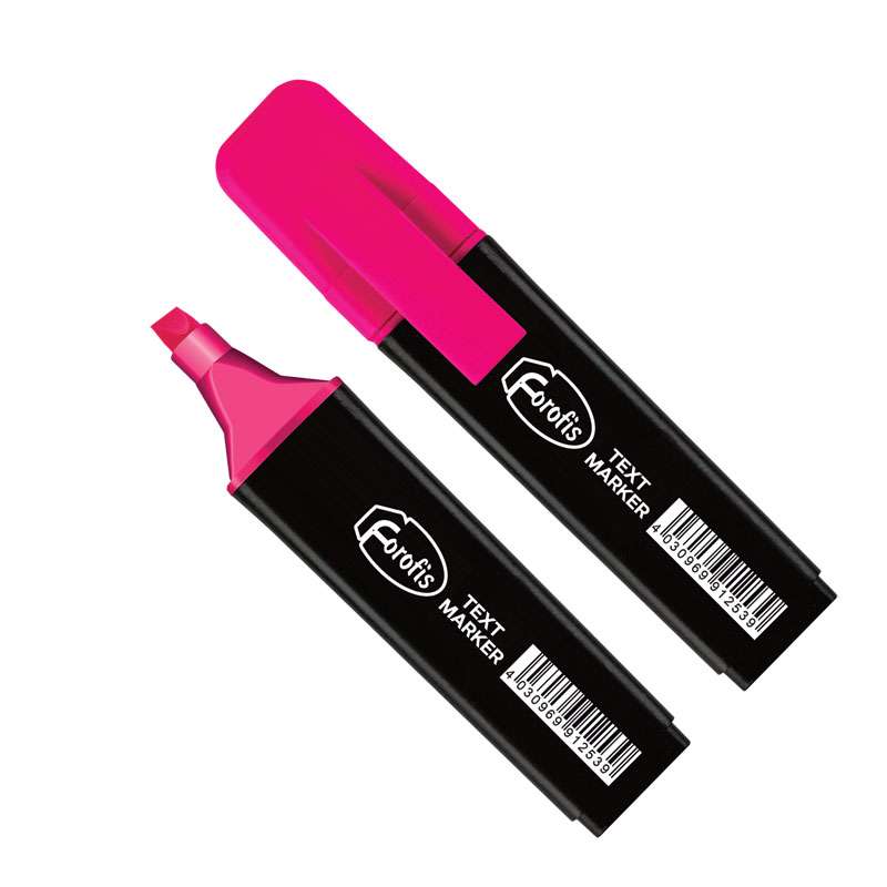 FOROFIS Text Marker with Chiseled Tip, Pink