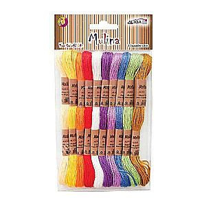 Mouliné threads for embroidery 10 colors, 8m